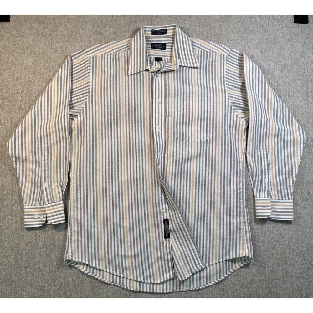 Vintage Cambridge Classics Mens Dress Shirt 16 32 33 Stripe Oxford Cotton USA